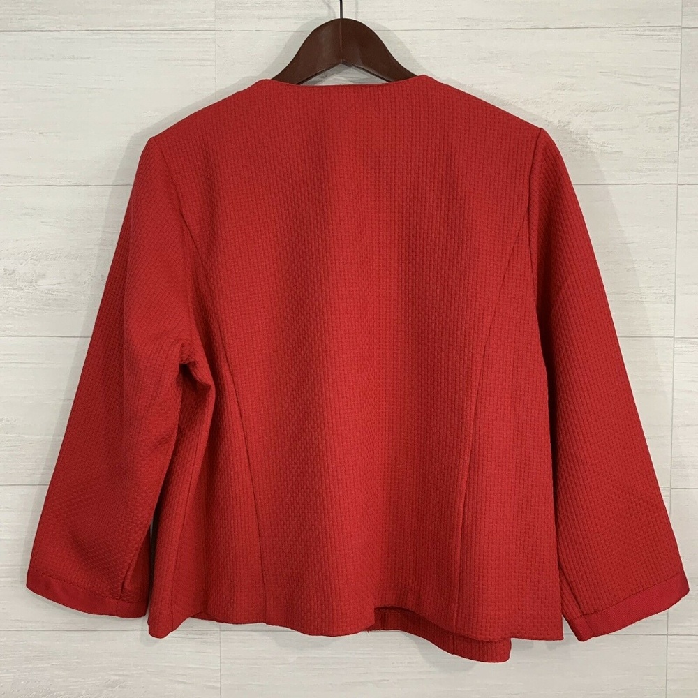 Bob Mackie Red Textured Knit Gold Zippy Blazer - Picture 7 of 7